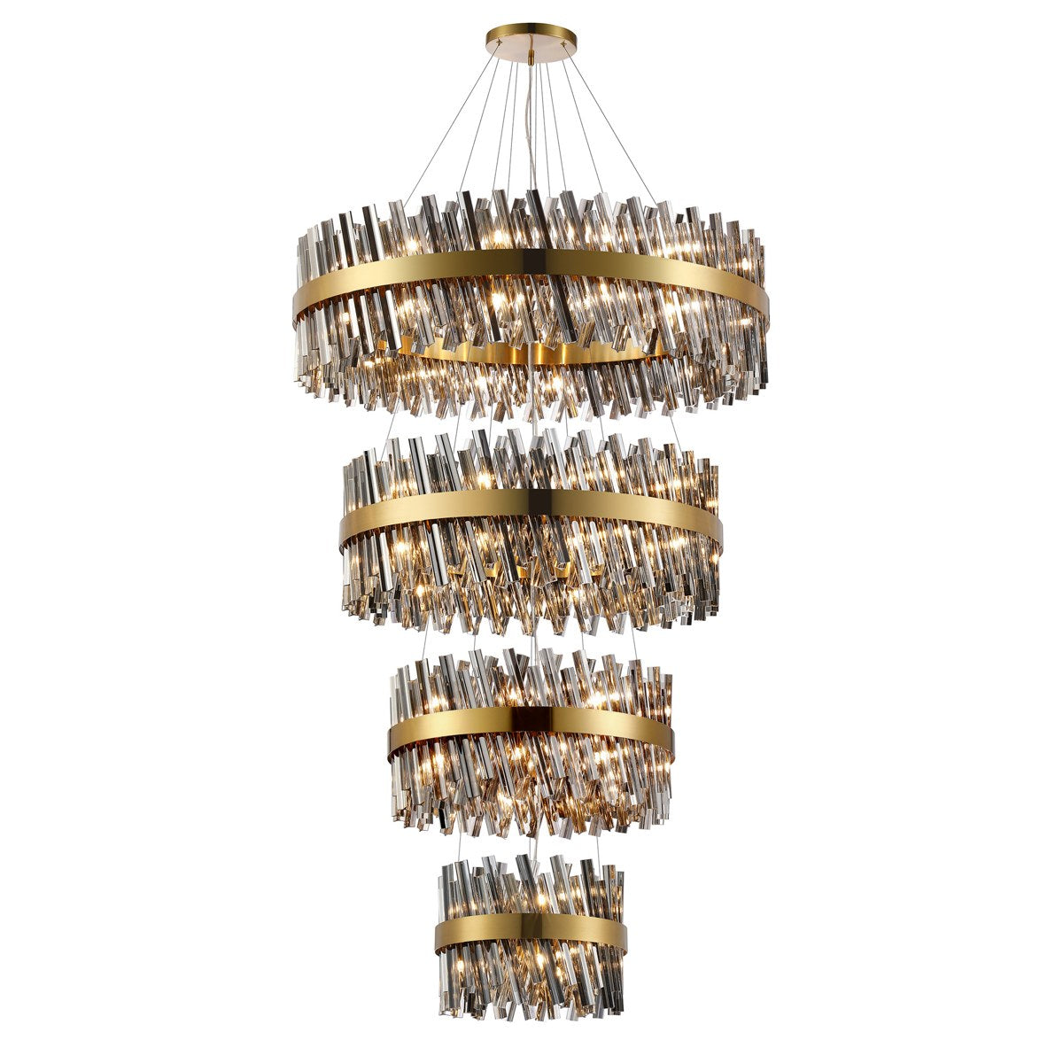 Regent Chatou 4 Tier 84 Light Pendant Light - Brass / Smoke