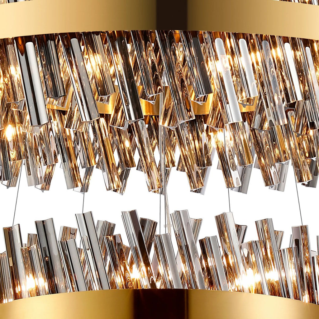 Regent Chatou 4 Tier 84 Light Pendant Light - Brass / Smoke