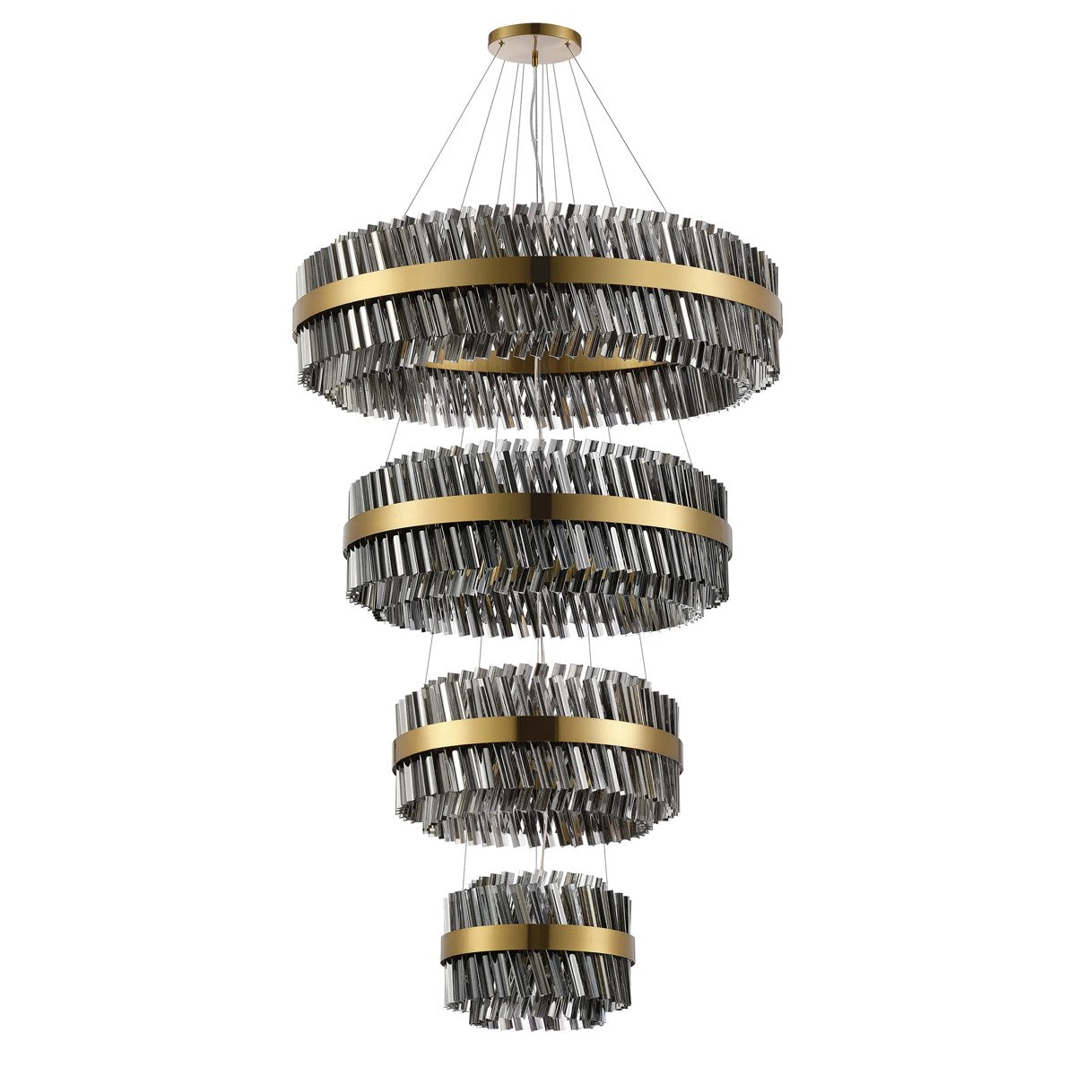 Regent Chatou 4 Tier 84 Light Pendant Light - Brass / Smoke