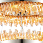 Regent Chatou 4 Tier 84 Light Pendant Light - Polished Nickel / Amber