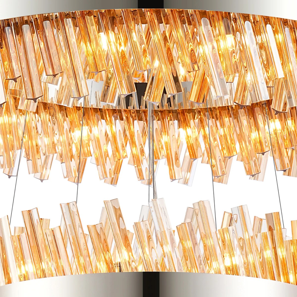 Regent Chatou 4 Tier 84 Light Pendant Light - Polished Nickel / Amber