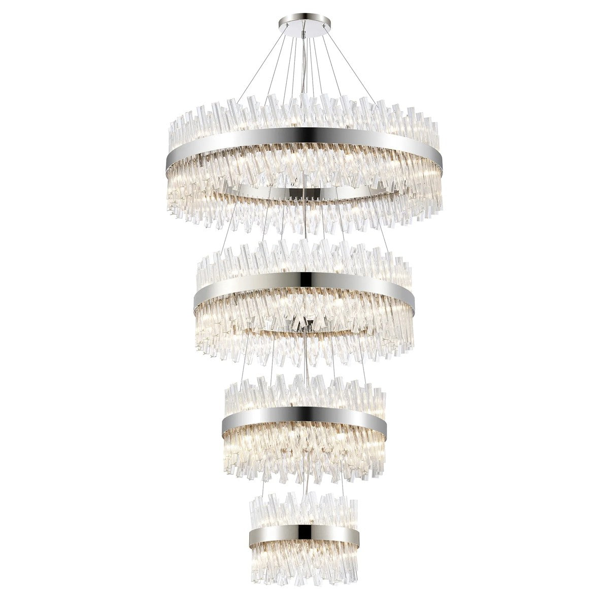 Regent Chatou 4 Tier 84 Light Pendant Light - Polished Nickel / Clear