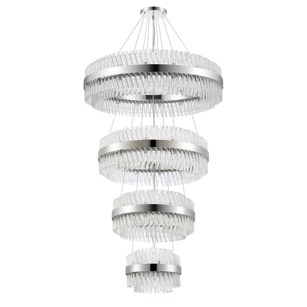 Regent Chatou 4 Tier 84 Light Pendant Light - Polished Nickel / Clear