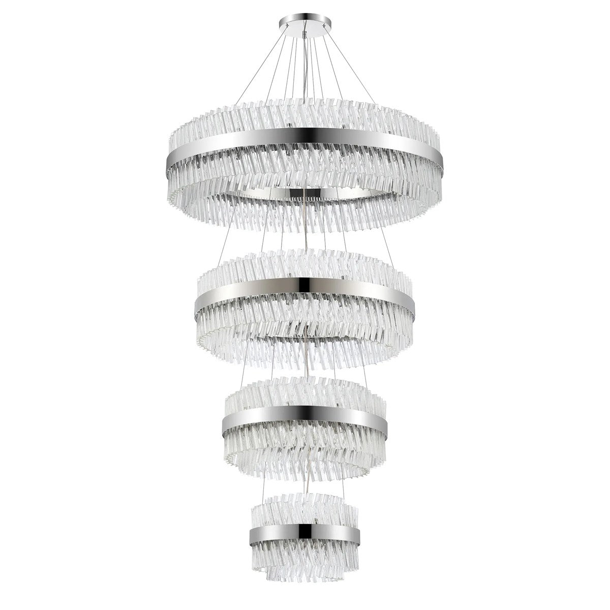Regent Chatou 4 Tier 84 Light Pendant Light - Polished Nickel / Clear