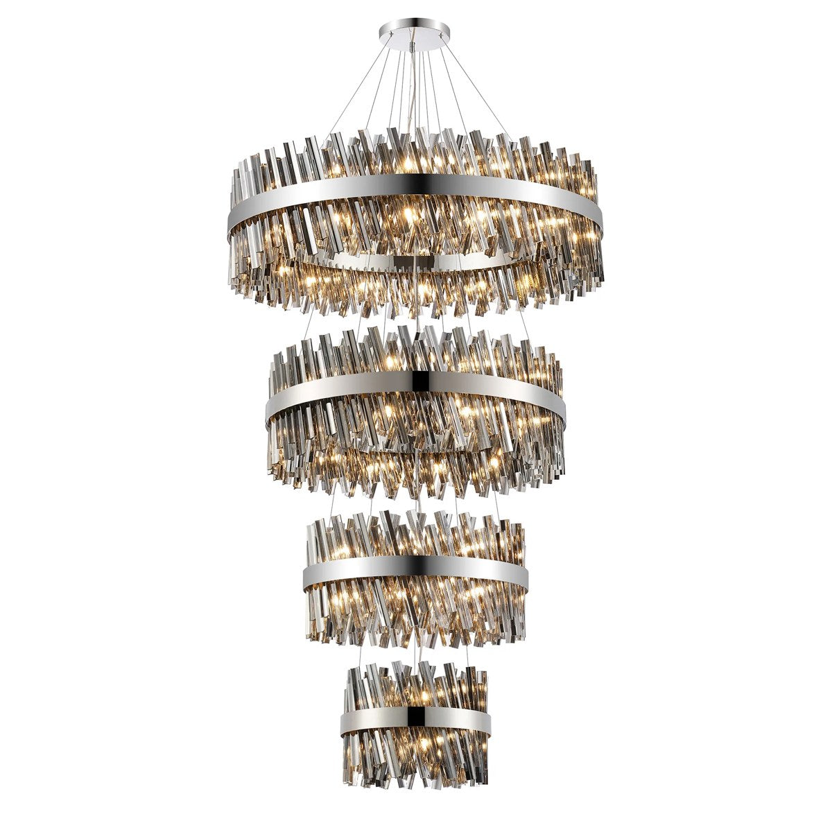Regent Chatou 4 Tier 84 Light Pendant Light - Polished Nickel / Smoke
