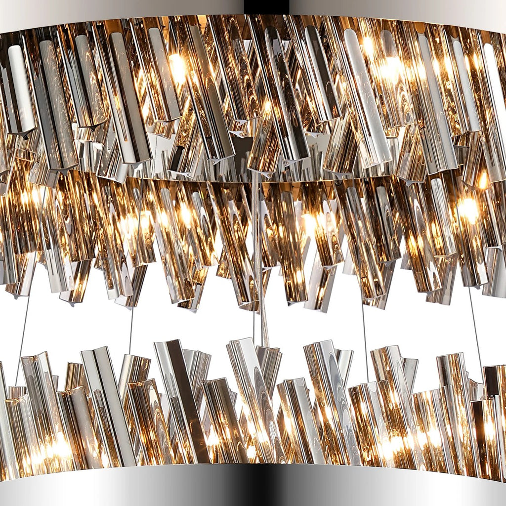 Regent Chatou 4 Tier 84 Light Pendant Light - Polished Nickel / Smoke