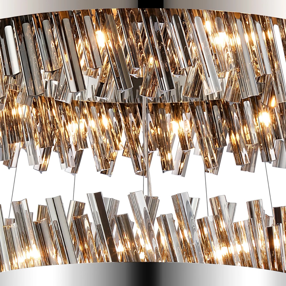 Regent Chatou 4 Tier 84 Light Pendant Light - Polished Nickel / Smoke