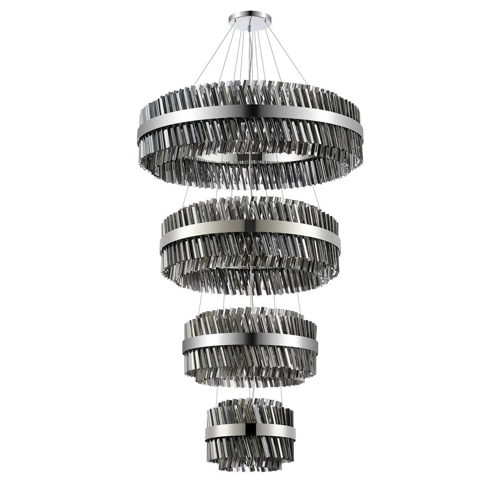 Regent Chatou 4 Tier 84 Light Pendant Light - Polished Nickel / Smoke
