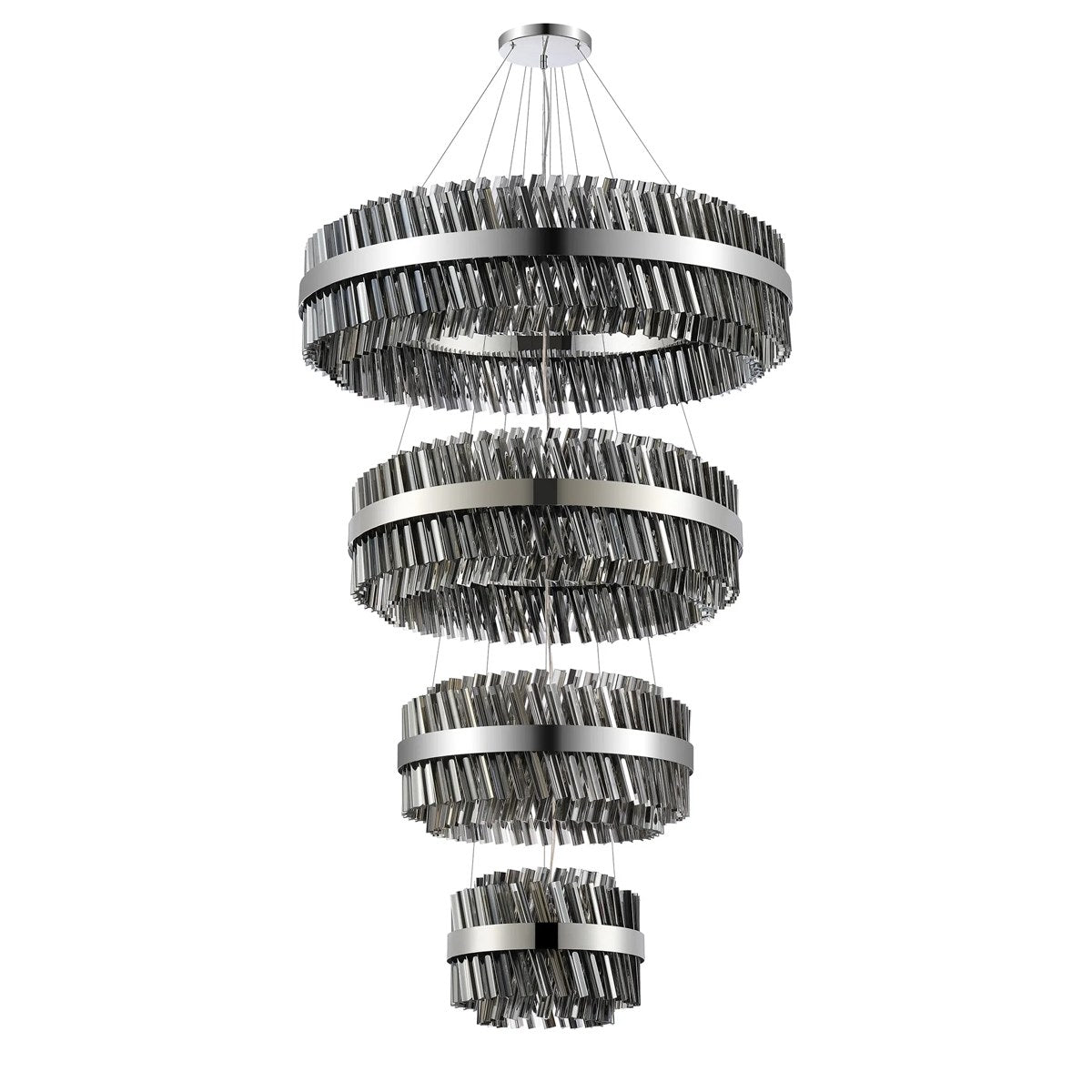 Regent Chatou 4 Tier 84 Light Pendant Light - Polished Nickel / Smoke
