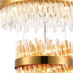 Regent Chatou 3 Tier 52 Light 800mm Pendant Light - Brass / Amber & Clear