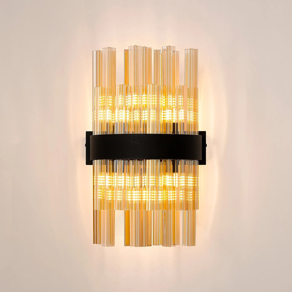 Regent Chatou 6 Light Wall Light - Satin Black / Amber