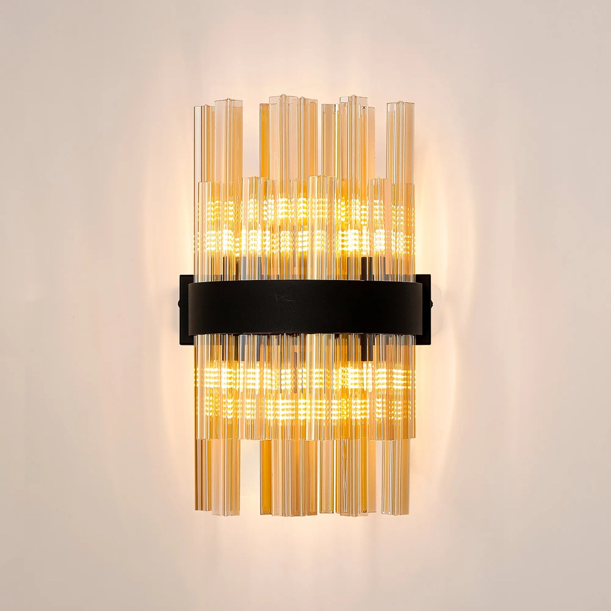 Regent Chatou 6 Light Wall Light - Satin Black / Amber