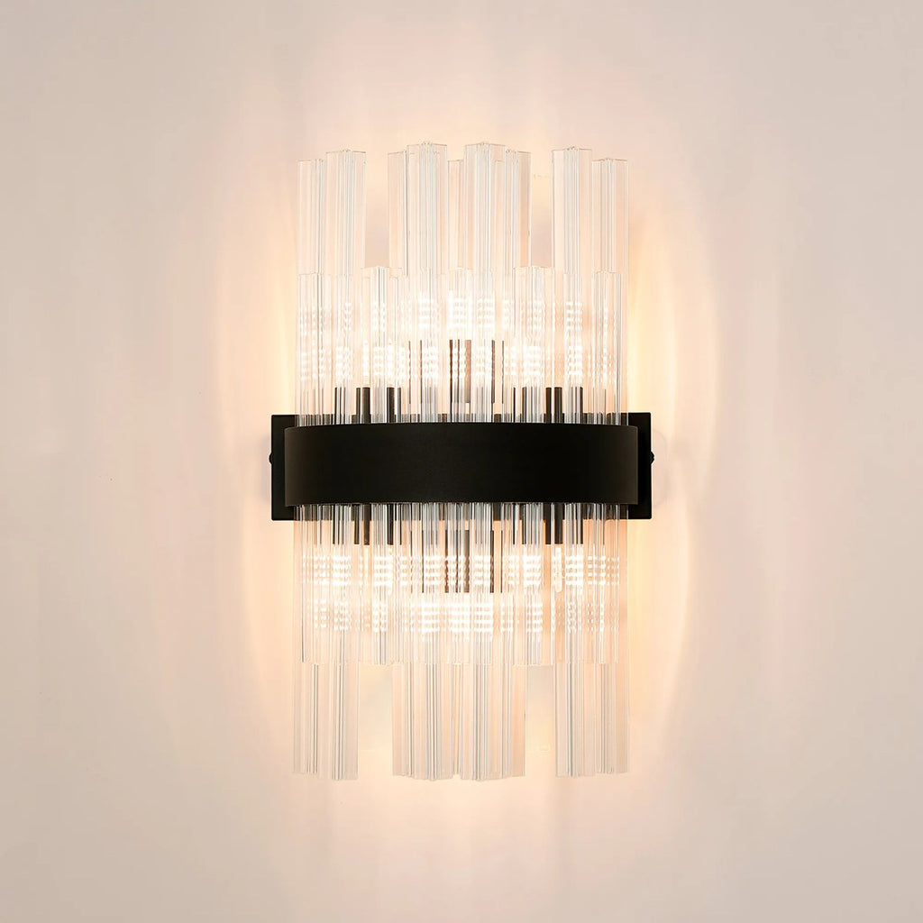 Regent Chatou 6 Light Wall Light - Satin Black / Clear