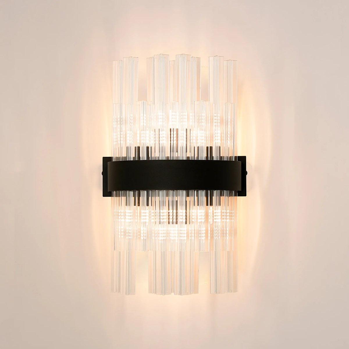 Regent Chatou 6 Light Wall Light - Satin Black / Clear