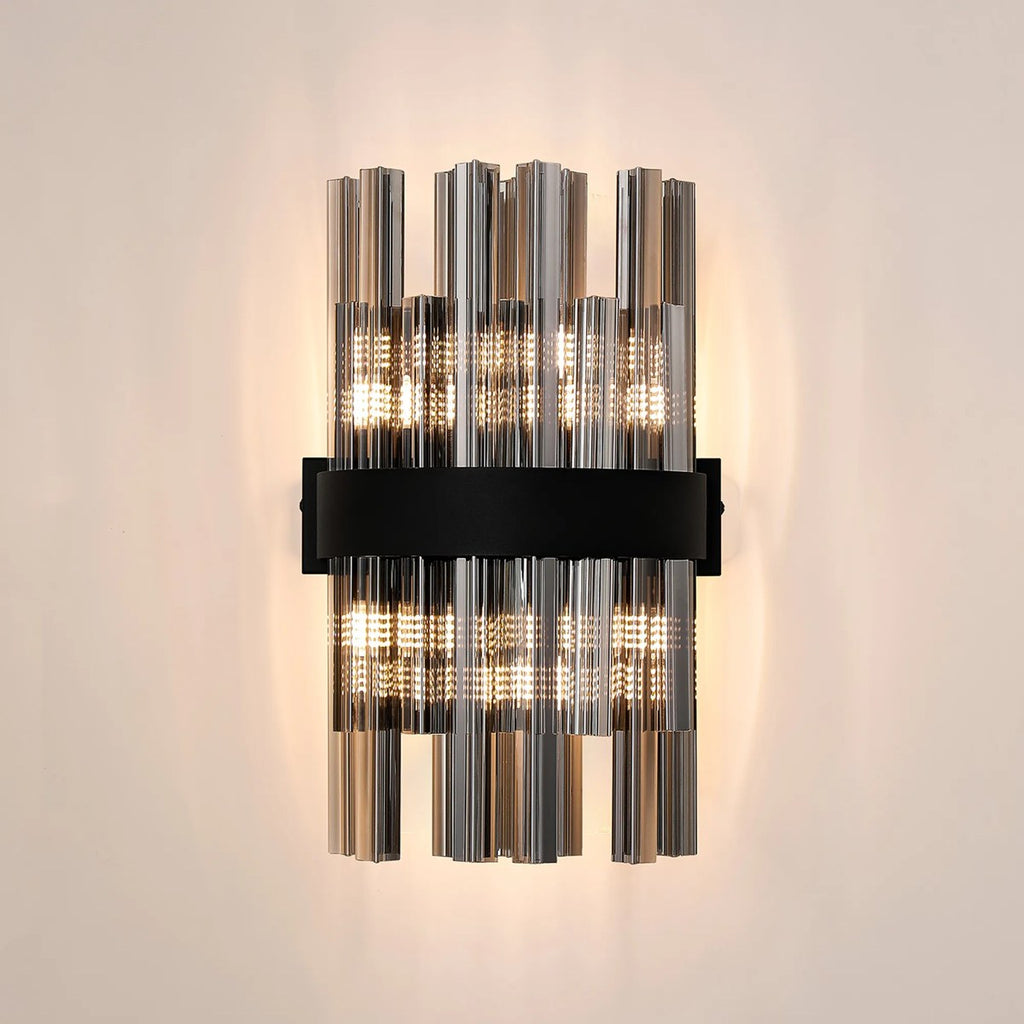 Regent Chatou 6 Light Wall Light - Satin Black / Smoke
