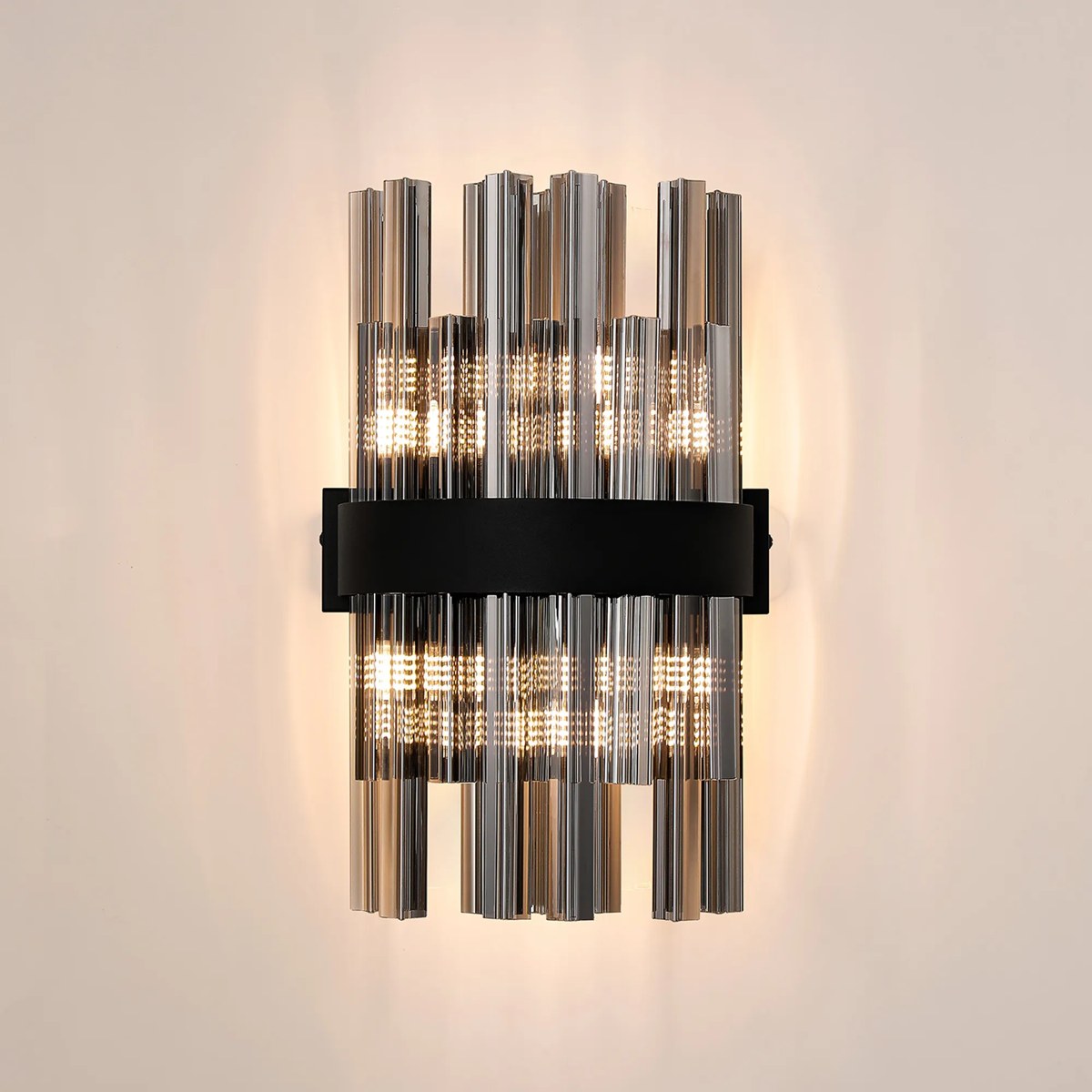 Regent Chatou 6 Light Wall Light - Satin Black / Smoke