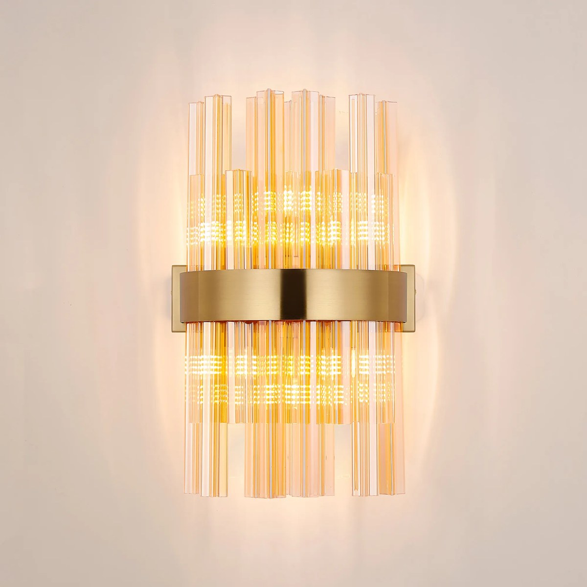Regent Chatou 6 Light Wall Light - Brass / Amber