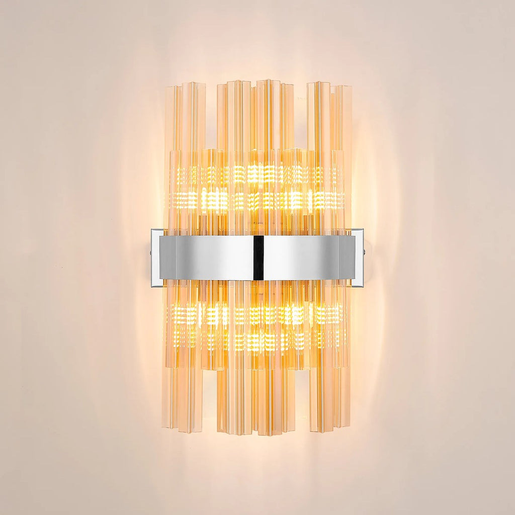 Regent Chatou 6 Light Wall Light - Polished Nickel / Amber