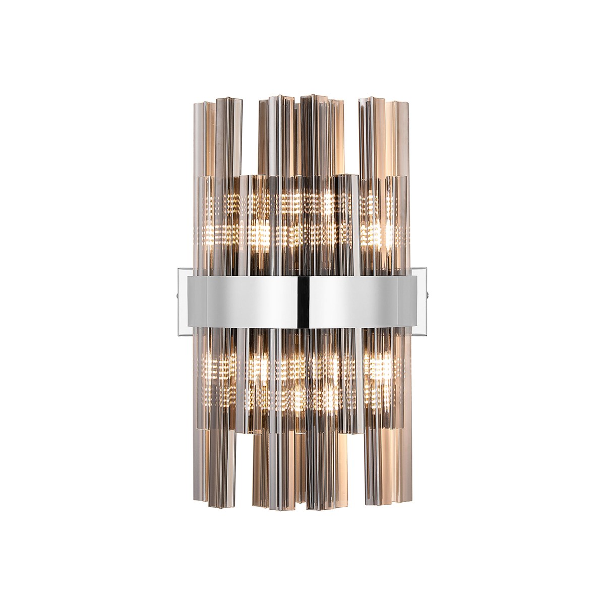 Regent Chatou 6 Light Wall Light - Polished Nickel / Smoke
