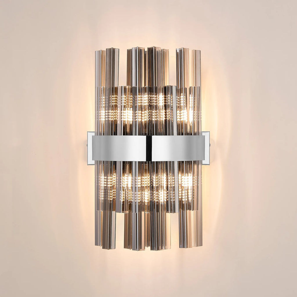 Regent Chatou 6 Light Wall Light - Polished Nickel / Smoke