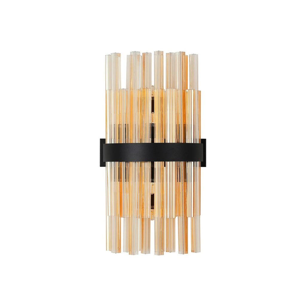 Regent Chatou 8 Light Wall Light - Satin Black / Amber
