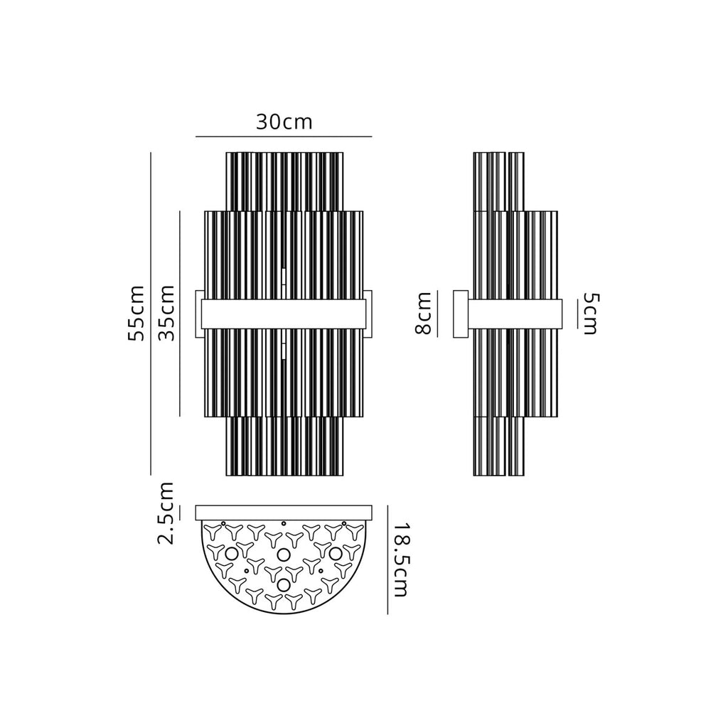 Regent Chatou 8 Light Wall Light - dimensions