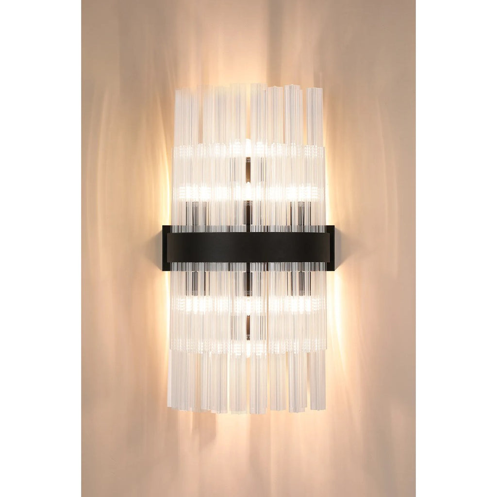 Regent Chatou 8 Light Wall Light - Satin Black / Clear