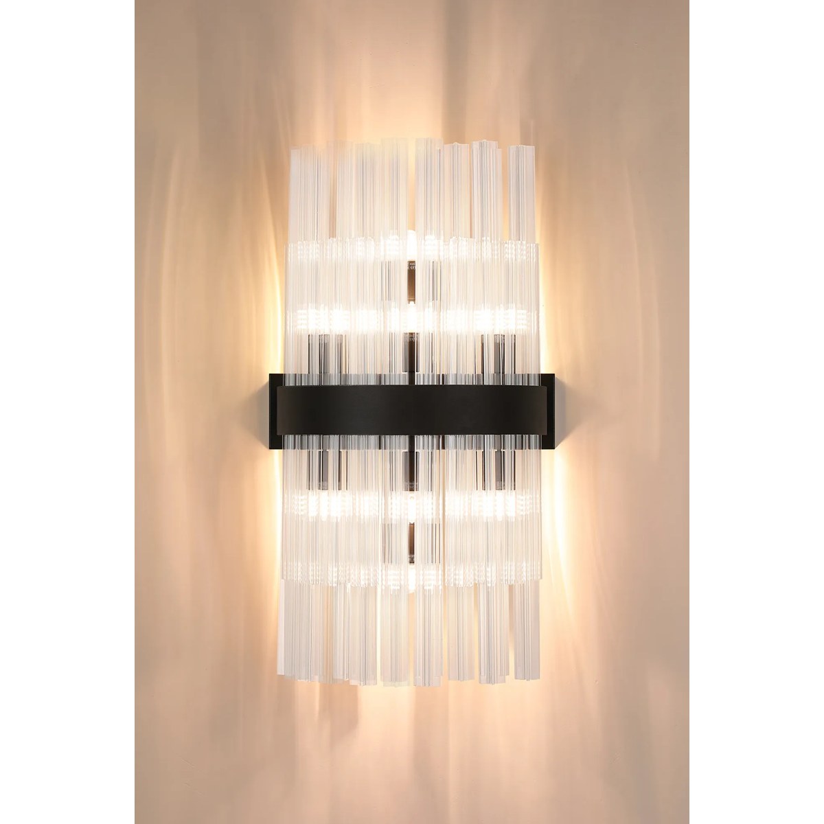 Regent Chatou 8 Light Wall Light - Satin Black / Clear
