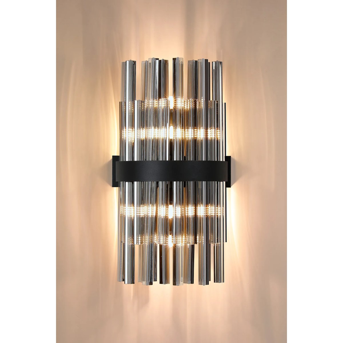 Regent Chatou 8 Light Wall Light - Satin Black / Smoke
