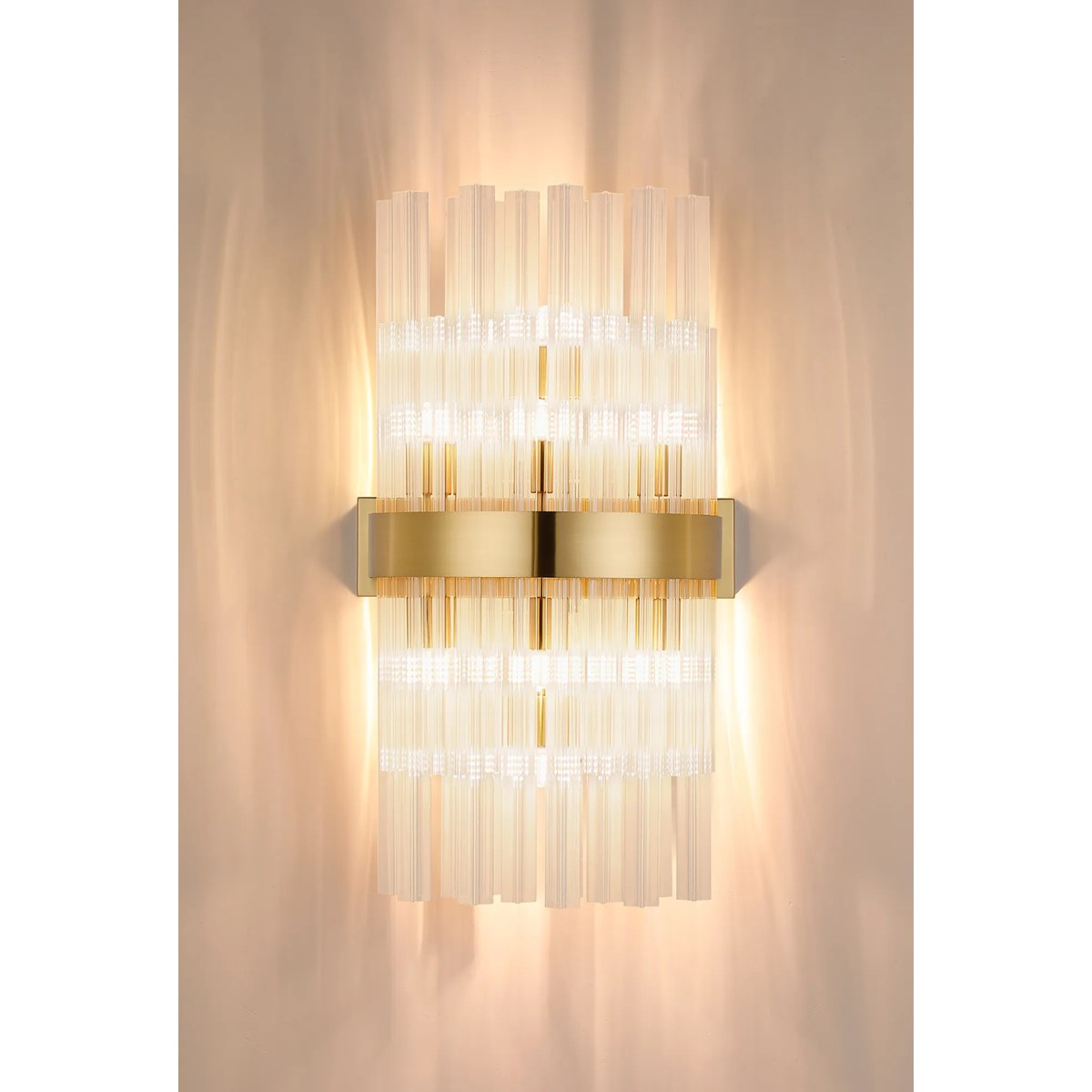 Regent Chatou 8 Light Wall Light - Brass / Clear