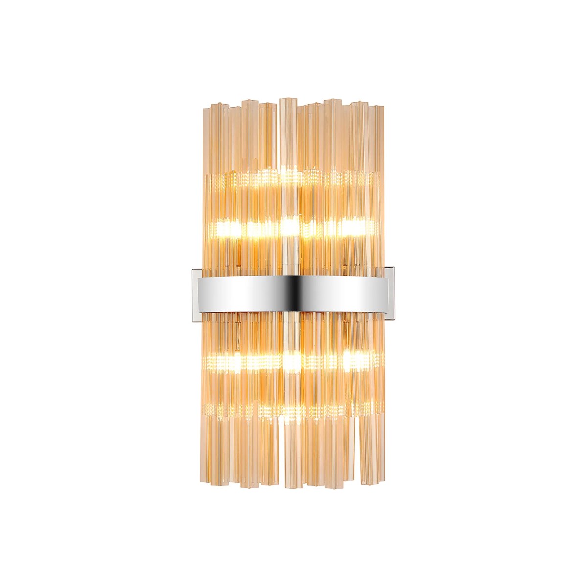 Regent Chatou 8 Light Wall Light - Polished Nickel / Amber