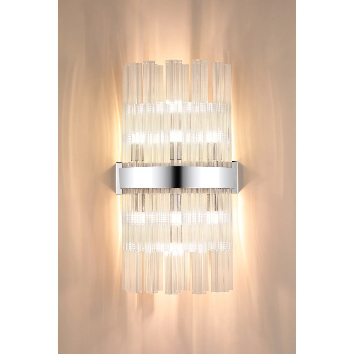 Regent Chatou 8 Light Wall Light - Polished Nickel / Clear
