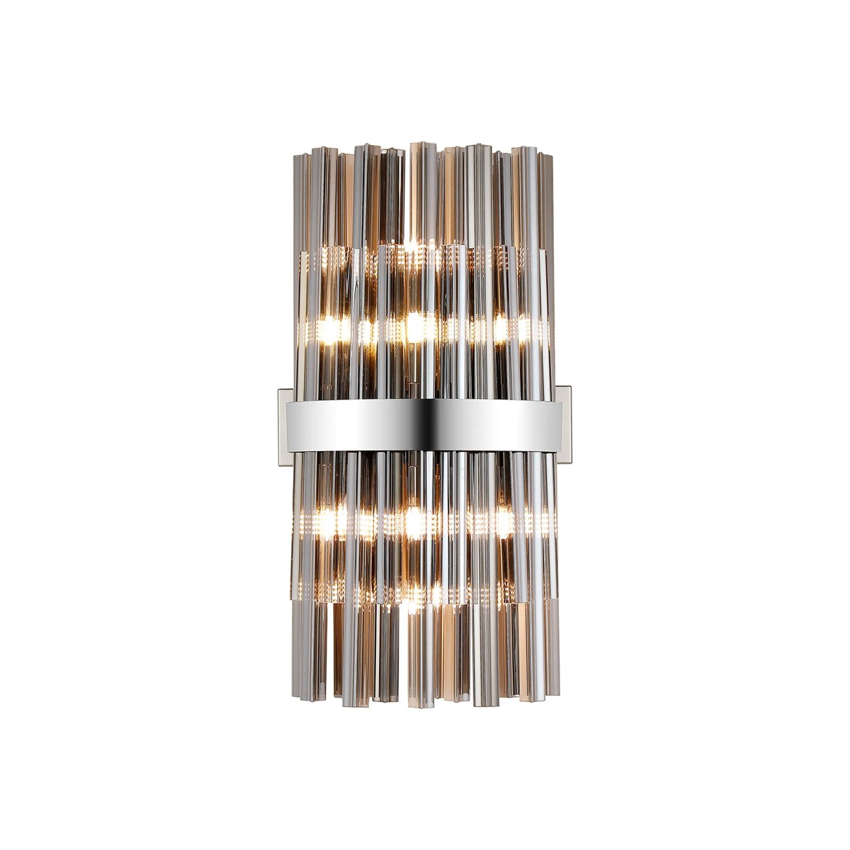 Regent Chatou 8 Light Wall Light - Polished Nickel / Smoke