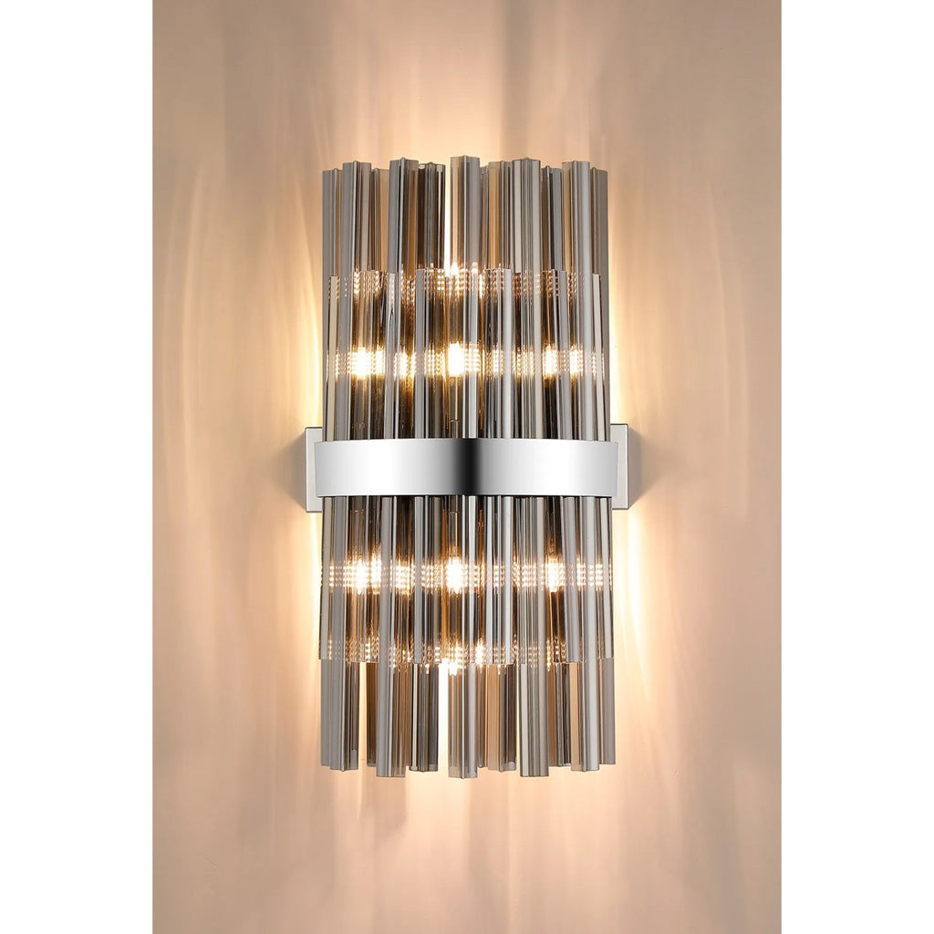 Regent Chatou 8 Light Wall Light - Polished Nickel / Smoke