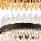 Regent Chatou 3 Tier 60cm + 80cm + 1m 74 Light Pendant Light - Satin Black / Smoke, Amber & Clear