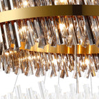 Regent Chatou 4 Tier 84 Light Pendant Light - Brass / Smoke & Clear
