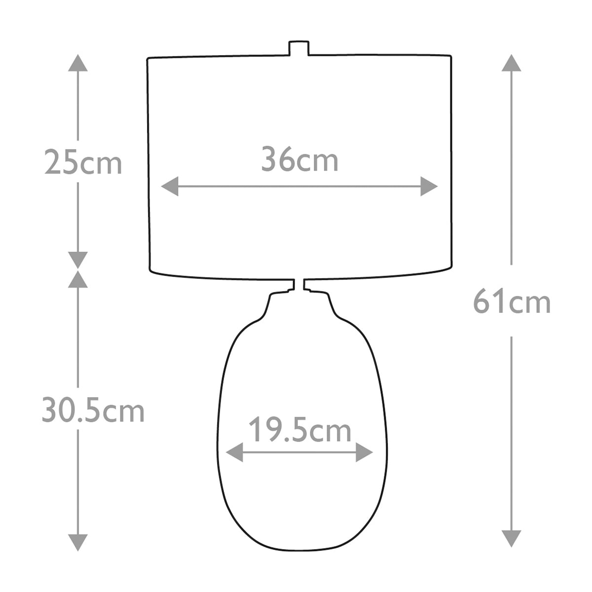 Elstead Chelsfield Table Lamp in Pale Green and White Ceramic - dimensions