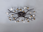Regent Gennevil 28 Light Flush Ceiling Light in Black and Antique Brass