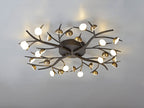 Regent Gennevil 28 Light Flush Ceiling Light in Black and Antique Brass