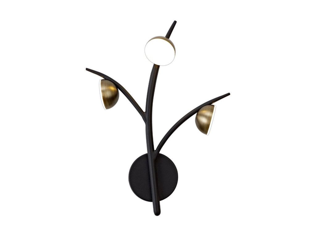 Regent Gennevil 3 Light Wall Light in Black and Antique Brass