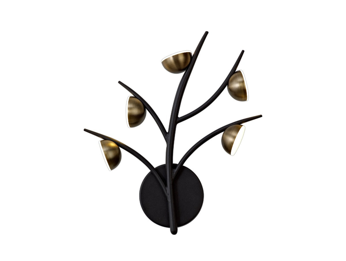 Regent Gennevil 5 Light Wall Light in Black and Antique Brass