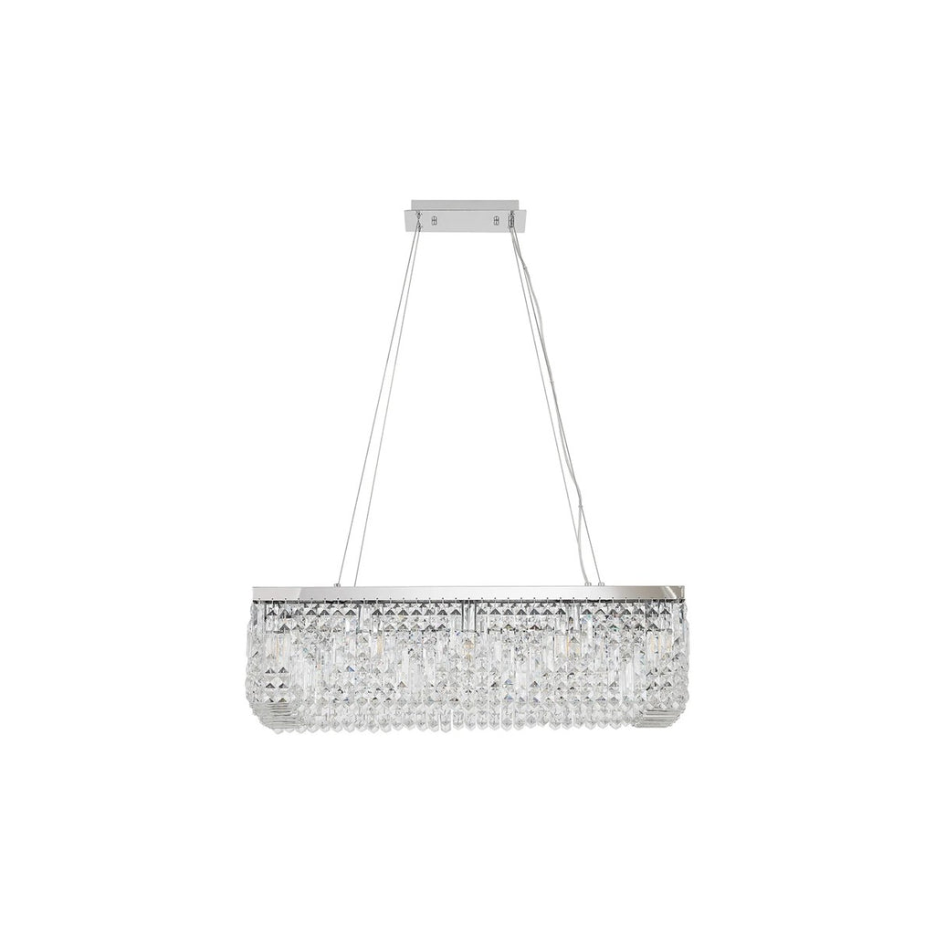 Regent Cholet 80cm Rectangular 12 Light Pendant Chandelier - Polished Chrome
