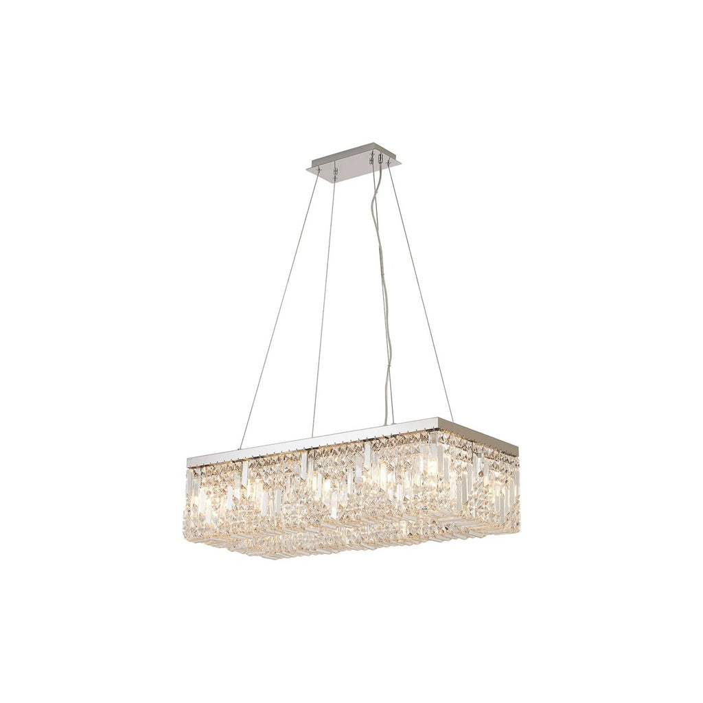 Regent Cholet 80cm Rectangular 12 Light Pendant Chandelier - Polished Chrome