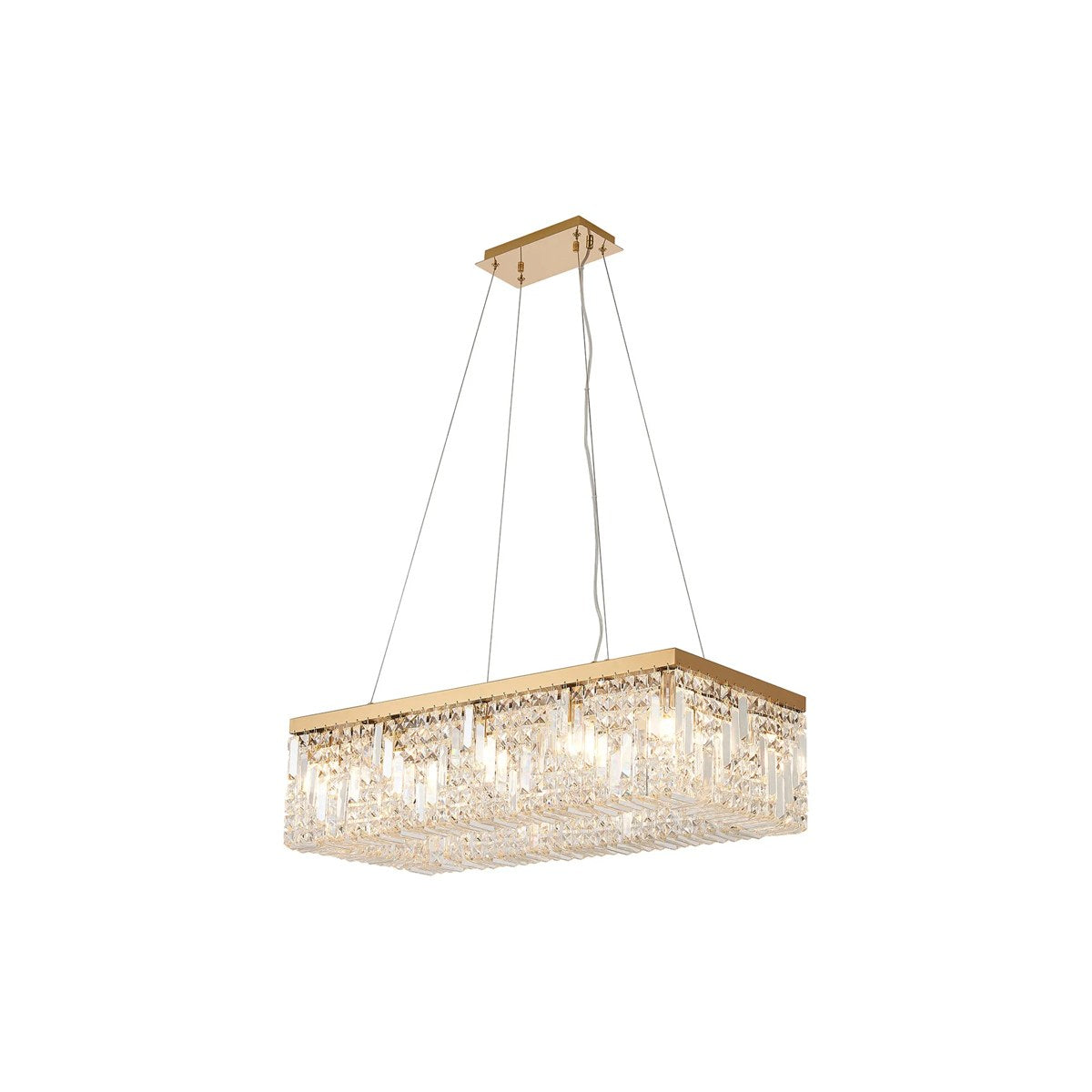 Regent Cholet 80cm Rectangular 12 Light Pendant Chandelier - Gold