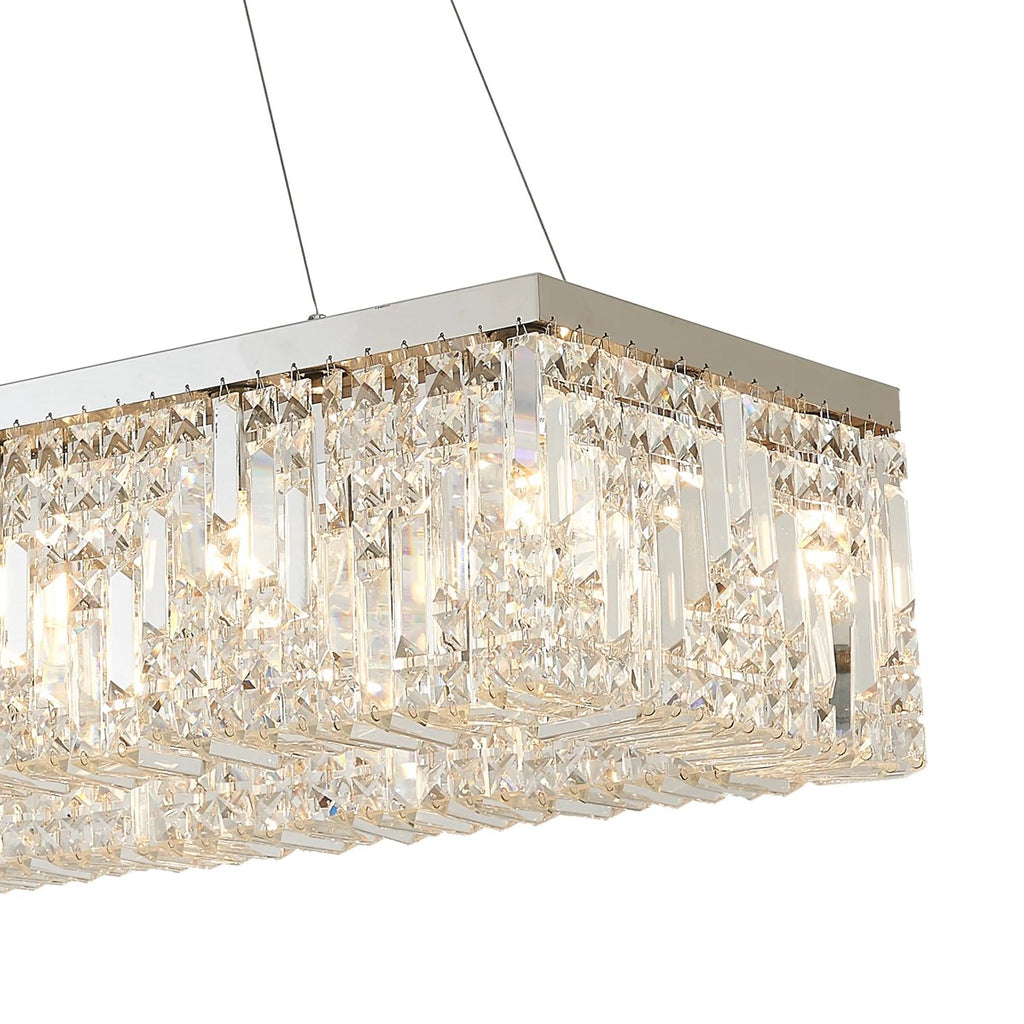 Regent Cholet 120cm Rectangular 16 Light Pendant Chandelier - Polished Chrome