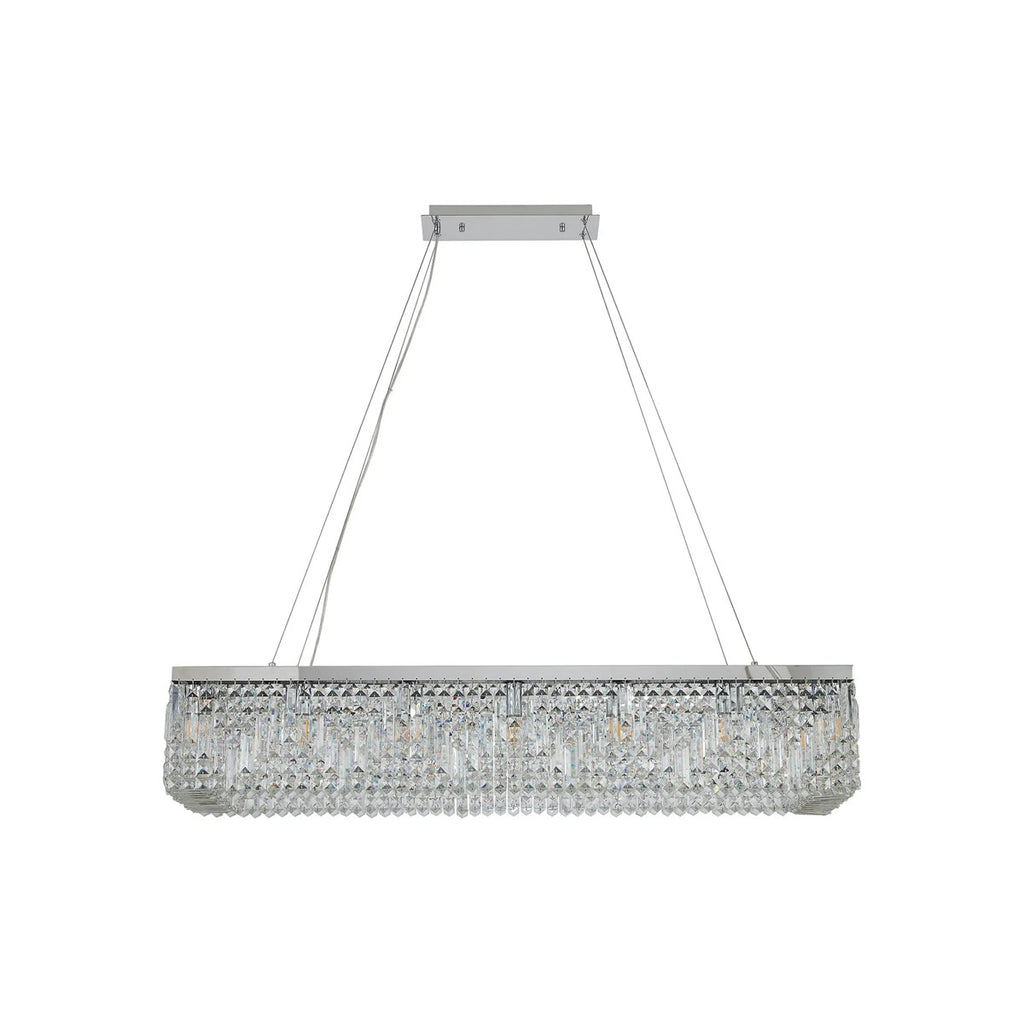 Regent Cholet 120cm Rectangular 16 Light Pendant Chandelier - Polished Chrome