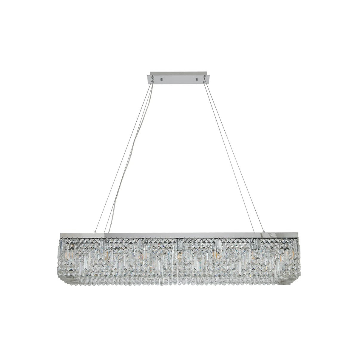 Regent Cholet 120cm Rectangular 16 Light Pendant Chandelier - Polished Chrome