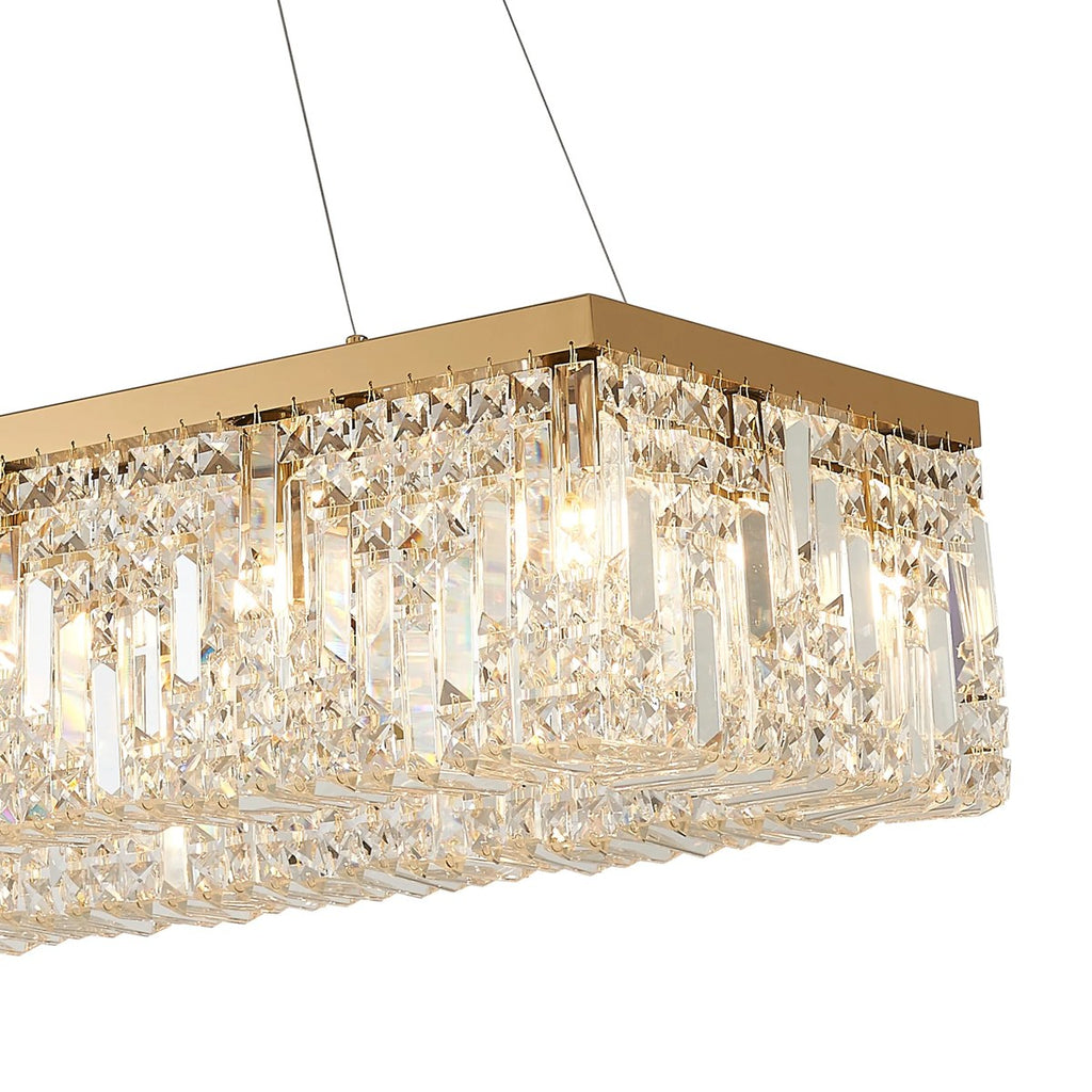 Regent Cholet 120cm Rectangular 16 Light Pendant Chandelier - Gold