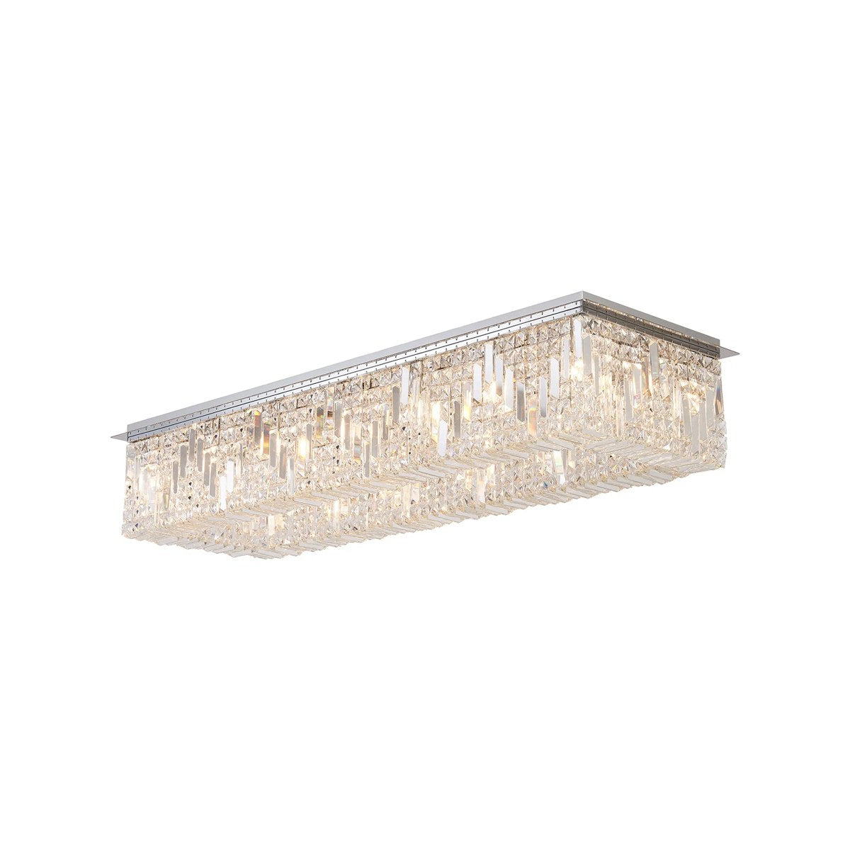 Regent Cholet 125cm Rectangular 16 Light Flush Chandelier - Polished Chrome