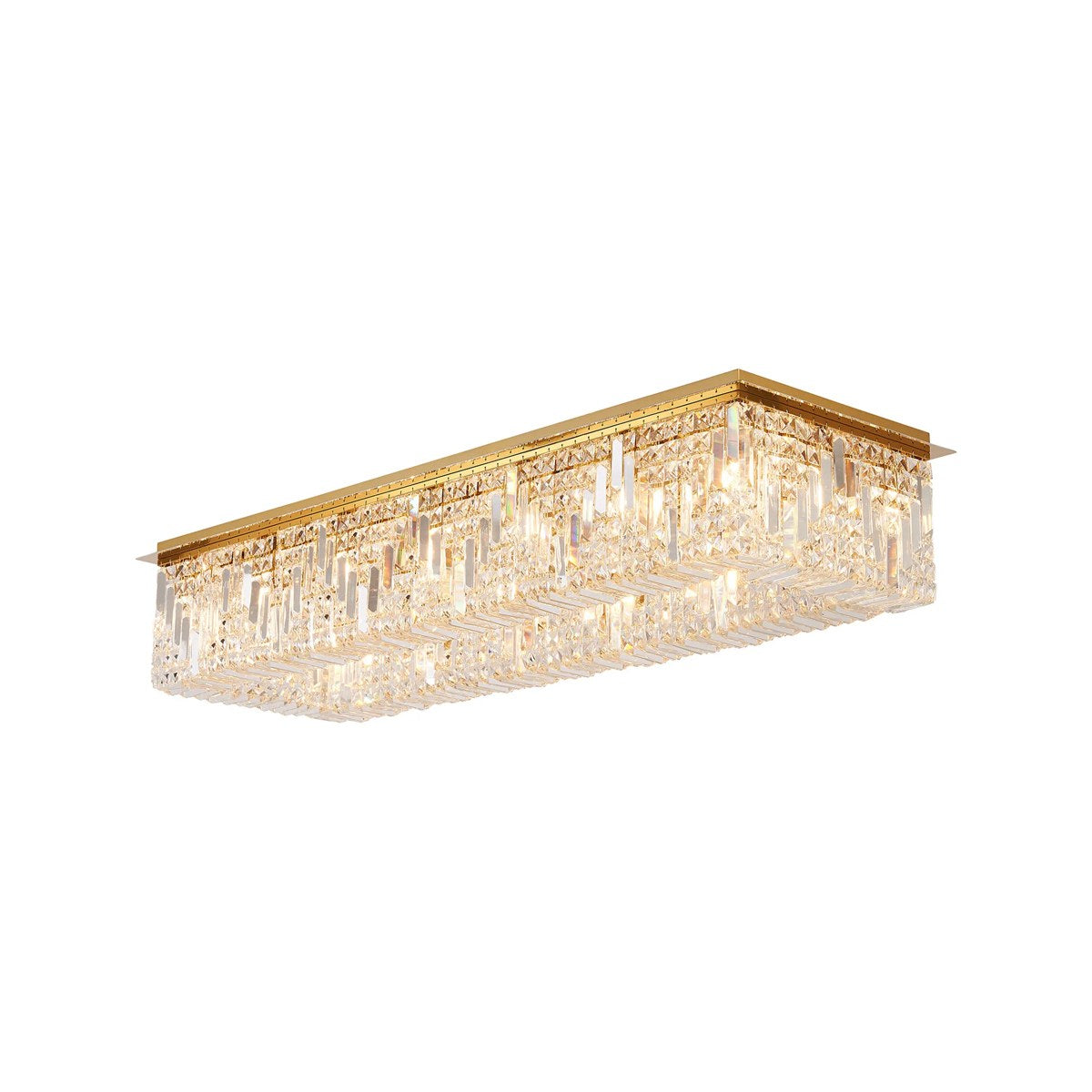 Regent Cholet 125cm Rectangular 16 Light Flush Chandelier - Gold